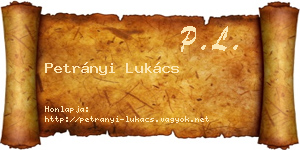 Petrányi Lukács névjegykártya